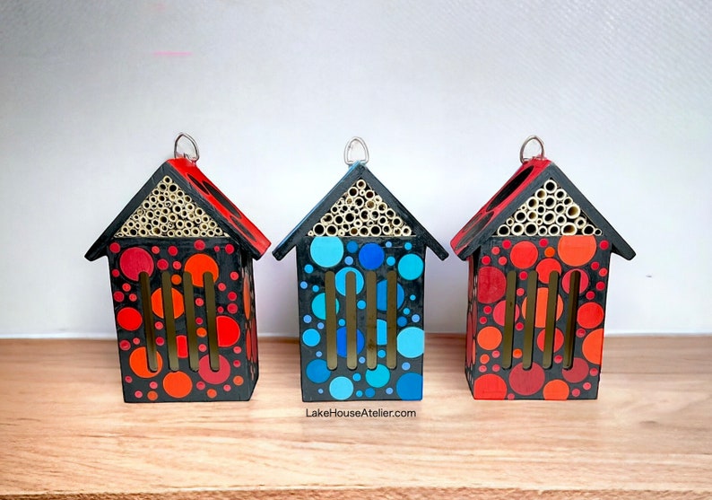 OOAK Butterfly House. Wood Insect Hotel. Butterfly House. Bee Hive. Insect House. Bee House. Hand Painted Insect House. image 10