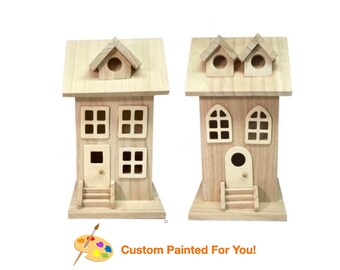 CUSTOM Painted Single Brownstone. Personalized Graystone Birdhouse. Custom Hand Painted Birdhouse.