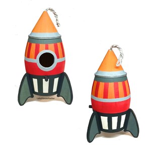 Custom Painted Rocket Ship. Geometric Space Ship. Space Theme Party Favor. Space Ship Toy. A