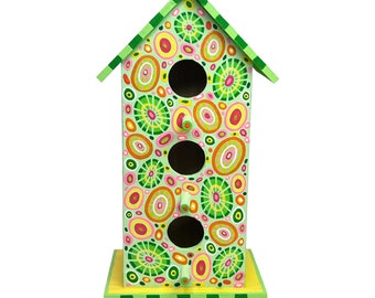 Birdhouse, Custom Hand Painted OOAK. Custom Order Tall Birdhouse.