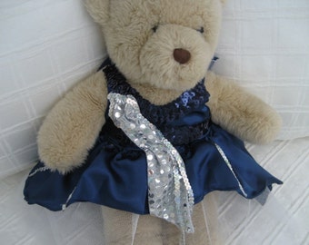 Teddy Bear Clothes, 'Celeste' Navy Satin & Silver Sequin Skirt and Top