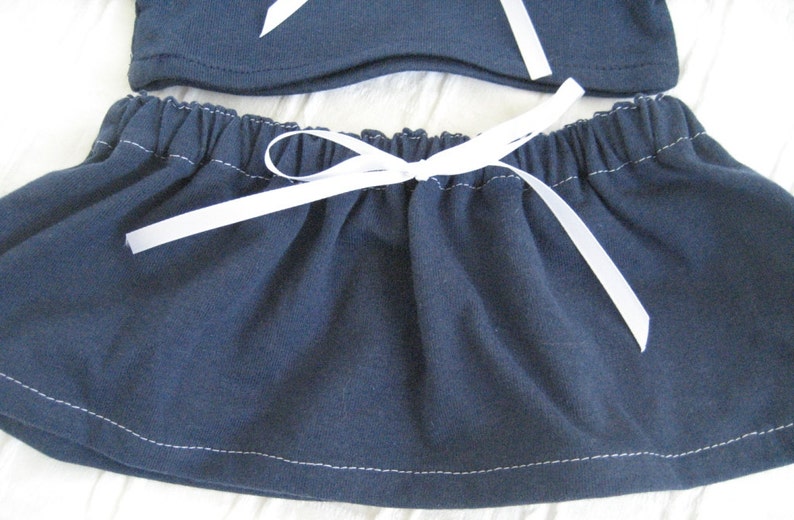 /'Bec/' Navy and White School Style Top and Skirt Teddy Bear Clothes
