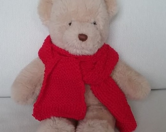 Teddy Bear Clothes, 'Comet', Red Hand Knitted Scarf