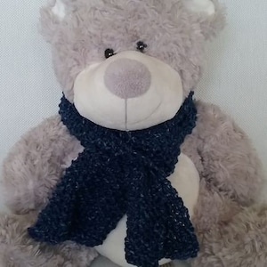 Teddy Bear Clothes, &#39;Byron&#39;, Dark Blue Fleck Hand Knitted Scarf
