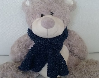 Teddy Bear Clothes, 'Byron', Dark Blue Fleck Hand Knitted Scarf