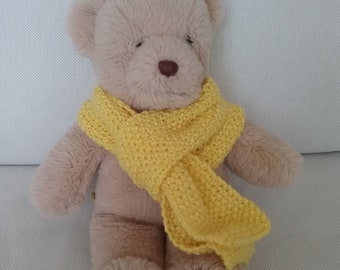 Teddy Bear Clothes, 'Raye', Bright Yellow Hand Knitted Scarf