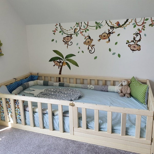 Toddler floor bed with slats, Nursery crib , Montessori bed, floor bed,
