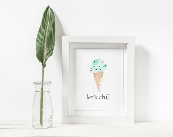 Ice Cream Party Sign Let's Chill Digital Instant 