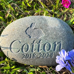 Personalized Rabbit Memorial Stone - Custom Engraved Bunny Tribute, Natural River Stone Keepsake, Pet Loss Gift for Rabbits