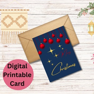 Biglietto di auguri di Natale - Download DIGITALE - Bellissimo biglietto di auguri di Natale stampabile con decorazioni.