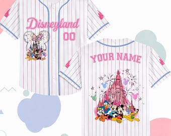 Maillot de baseball personnalisé Disneyland Mickey et ses amis, tenue de voyage Disney assortie, nom adulte jeune enfant, chemise de famille Disney personnalisée