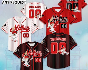 Anpassad namn- och nummer-basebolltröja för Mickey Mouse, Disney-födelsedagspresent, Disney-basebollfan-present, Disney-musse-musse-tröja