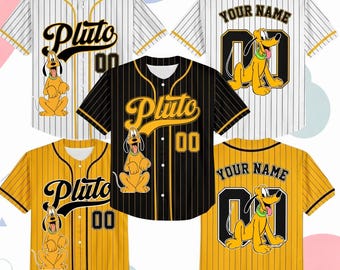 Aangepaste honkbaltrui uit de Disney Pluto-hondencollectie, verjaardagscadeau, Disney Pluto-trui, bijpassende outfit voor het Disneyland-honkbalteam