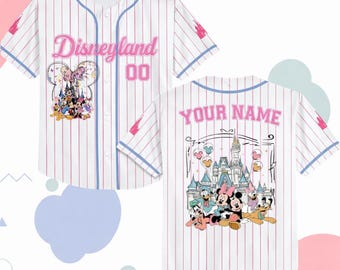 Maglia da baseball personalizzata Disneyland Topolino e amici, completo coordinato per viaggio Disney per bambini e ragazzi, maglietta Disney per la famiglia con nome personalizzato per adulti