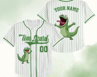 Aangepaste Disney Pixar-filmhopper Tom Lizard Simple, cadeau voor honkbalfan Disney Matching, aangepaste naam Tom Lizard portret kind volwassen jersey