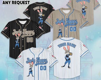 Anpassad Judy Hopps Zootopia basebolltröja, Disneyland födelsedagspresent, Disney basebollfan-present, Disney Judy Hopps tröja
