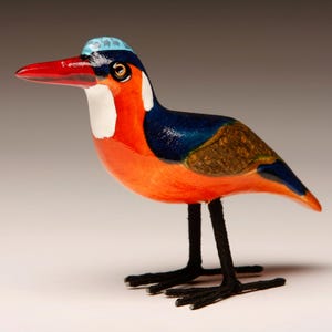 Kingfisher - Handcrafted Carving Wooden Bird Wood Bird Kenya Africa Decoration Handicraft Wood Art Fair Trade Art African