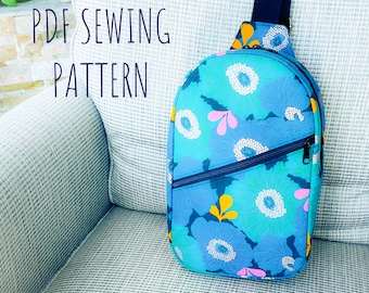 Charlie Sling Bag PDF Sewing Pattern, Sling Backpack Pattern, 3 Front Pocket Options, Instant Download, Crossbody Bag Tutorial