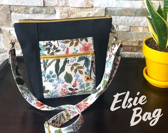 Elsie Crossbody Bag PDF Sewing Pattern, a Zip Top Bag with 3 Handy Pockets