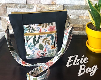 Elsie Crossbody Bag PDF Sewing Pattern, a Zip Top Bag with 3 Handy Pockets