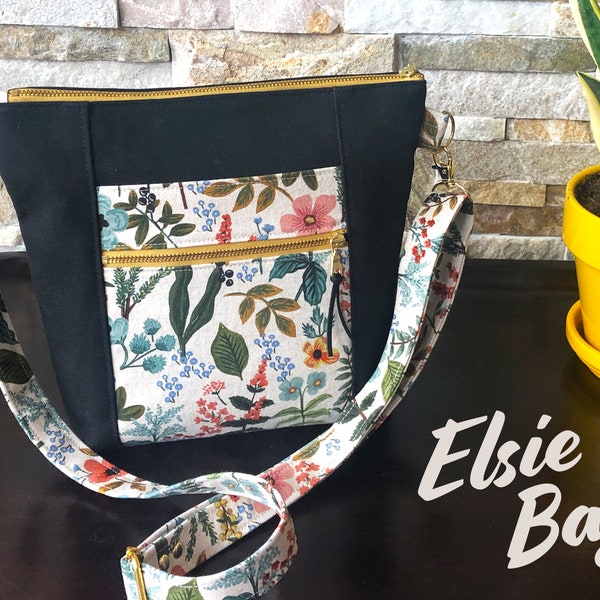 Elsie Crossbody Bag PDF naaipatroon, een tas met ritssluiting en 3 handige zakken