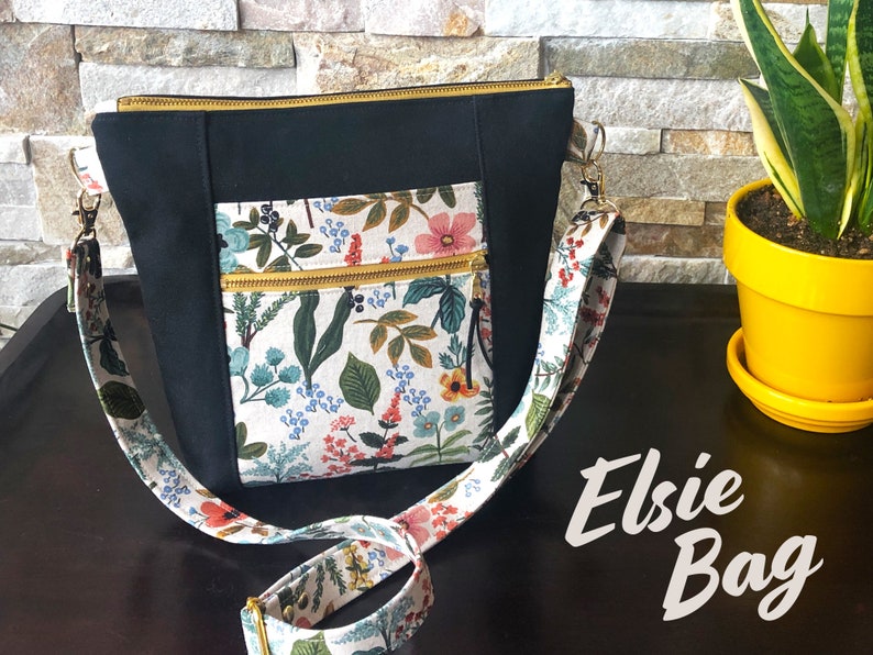 Elsie Crossbody Bag PDF Sewing Pattern, a Zip Top Bag with 3 Handy Pockets image 1