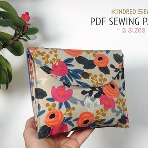 Patron de couture PDF pour pochettes séparées, modèle de pochette à rabat, téléchargement immédiat, patron pour débutants, pochette, 2 tailles, 3 compartiments + 1 poche
