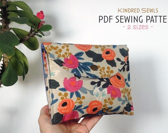 Divided Pouch PDF Sewing Pattern, Flap Pouch Pattern, Instant Download, Beginner Pattern, Pouch Bag, 2 Sizes, 3 Compartments + 1 Pocket