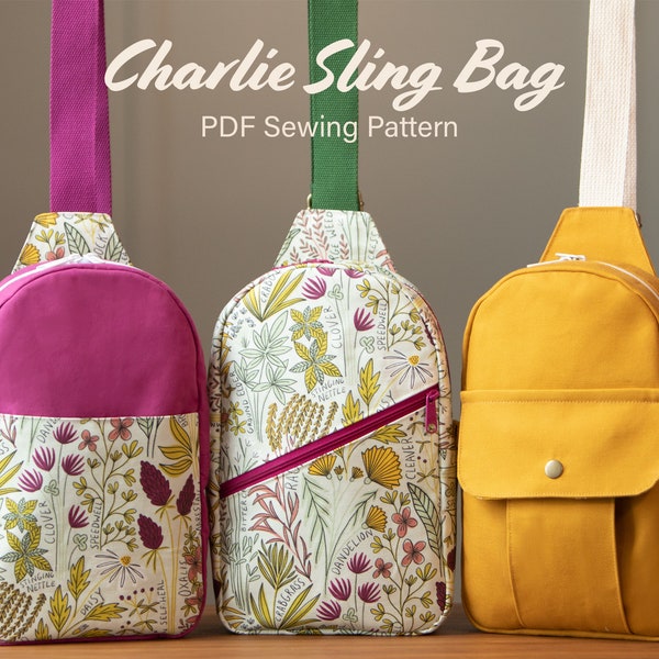 Charlie Sling Bag PDF Sewing Pattern: 3 Front Pocket Options