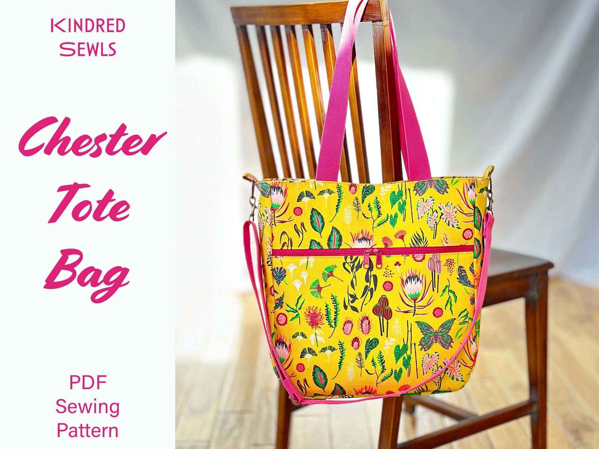 Chester Tote Bag PDF Sewing Pattern, Crossbody Strap, Lots