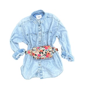 The Kincaid Fanny Pack sewing pattern displayed being worn around the waist.