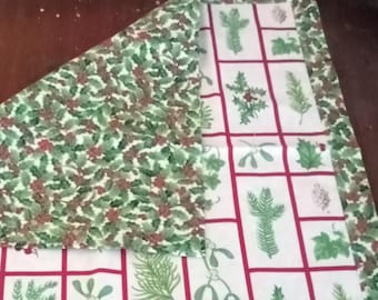 Christmas Napkins - Reversible Cotton Holiday Dinner Napkins (17x17) Made by Hand