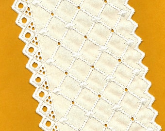 6yds Ivory Poly Cotton Eyelet Lace Trim 4.4 Wide.