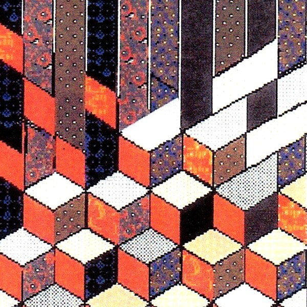 Foxy Blocks -Woven Tumbling Blocks Small Quilt- Free Domestic Shipping