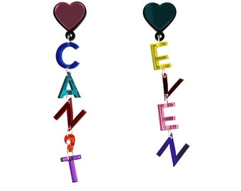 Can't Even Earrings | word slogan earrings |heart statement jewelry | lightweight laser cut acrylic | gifts for her | custom