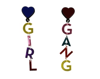 Girl Gang Earrings | Feminist Earrings | feminist Jewelry | girl power | statement acrylic perspex earrings | gifts for her | custom