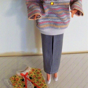 Barbie Doll Clothes Set, 2 Outfits, Dress, Skirt, Pants, Blouse, Vest, Top, Pajama’s, 1990’s