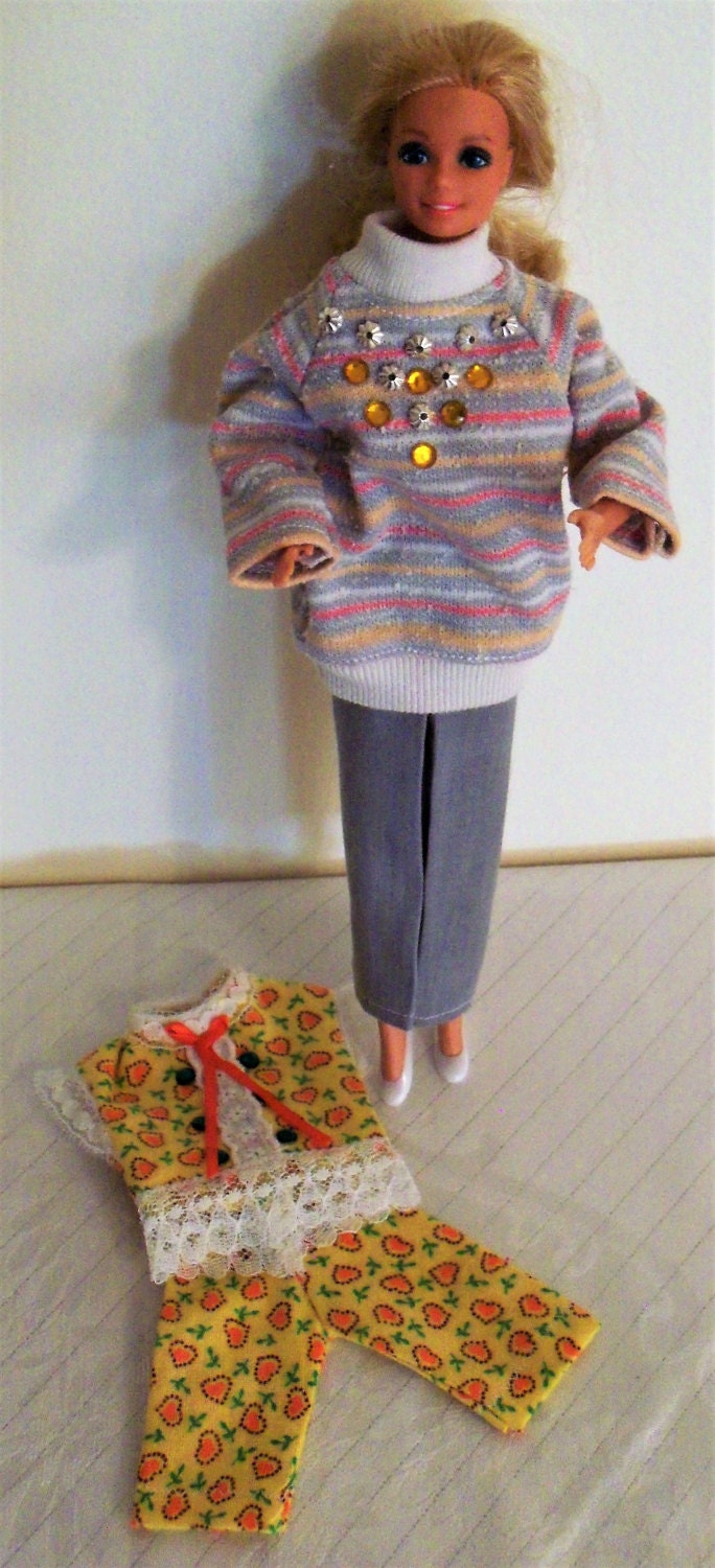 Barbie Doll Clothes Set, 2 Outfits, Dress, Skirt, Pants, Blouse, Vest, Top, Pajamas, 1990s Etsy