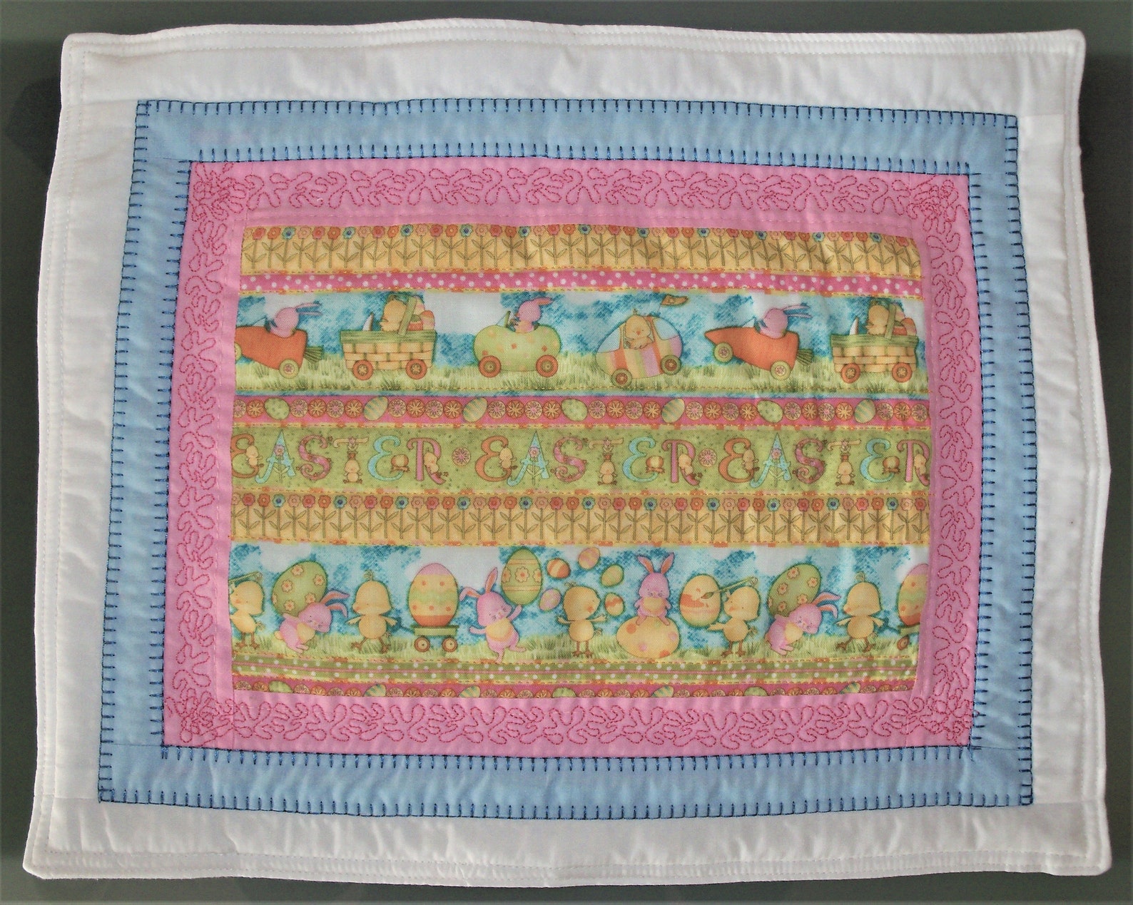 Quilted Easter Placemats Reversible Cotton Bunnies Chicks Etsy