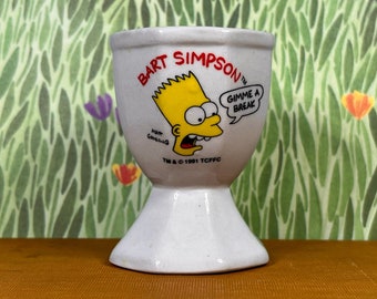 Bart Simpson - The Simpsons - 1990s - Egg Cup - Gimme A Break - Vintage Egg Cup - Matt Groening - Kitchenware - Simpsons Merch