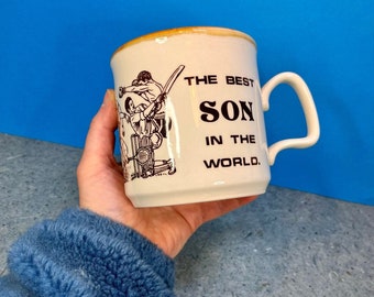 Bester Sohn der Welt - Vintage Tasse - Neuheit Geschenk - Altmodisch - Lads - Sport - Große Tasse - Ashdale Pottery Produkte - Braune Version