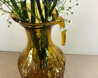 Vintage Pressglas - Blumenvase - Krug - Karaffe - Braunglas - Strukturiert - Vintage Haushaltsware - Vintage Zuhause