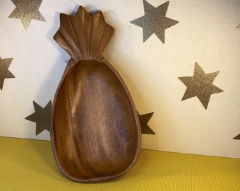 Echte Monkey Pod - Vintage Schüssel - Ananas - Hand gefertigt - Made In The Phillipines - Vintage Haushaltsware - Schmuckschale