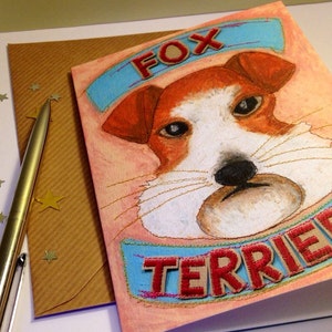 Wire Foxterrier Grußkarte - Foxterrier - Karten für Hundeliebhaber - Kleine rechteckige Karte mit passendem Umschlag - illustriertes Design