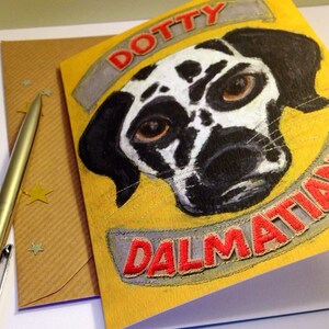 Biglietto d'auguri con dalmata - Dotty Dalmatian - Biglietto d'auguri per amanti dei cani - Piccolo biglietto rettangolare con busta abbinata - Design illustrato