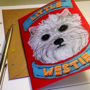 West Highland Terrier Grußkarte - Westie - Karten für Hundeliebhaber - Kleine rechteckige Karte mit passendem Umschlag - illustriertes Design