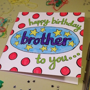 Brother - Happy Birthday To You, Brother - Happy Birthday - Geburtstagskarte - Sterne - Quadratische Karte - Passender Umschlag - Brother Geburtstagskarte