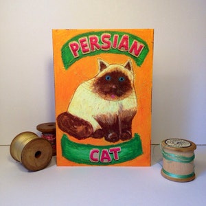 Biglietto d'auguri con gatto persiano - Gatto persiano - Biglietti d'auguri per amanti dei gatti - Piccolo biglietto rettangolare con busta abbinata - Design illustrato