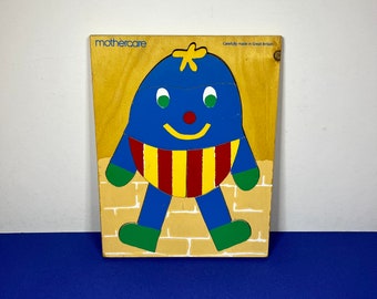 Mothercare - Vintage Jigsaw Puzzle - Humpty Dumpty - Tactile Toy - Colourful - Wooden Puzzle - Vintage Mothercare Toys - Kids Puzzles