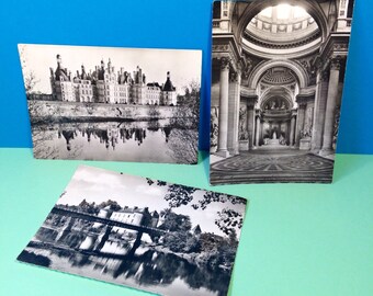 Chambord - Le Panthéon - La Guerche Sur Creuse - Vintage Postkarten - x3 französische Postkarten - Schwarzweiß-Postkarten - Malerisch - Sammlerstück